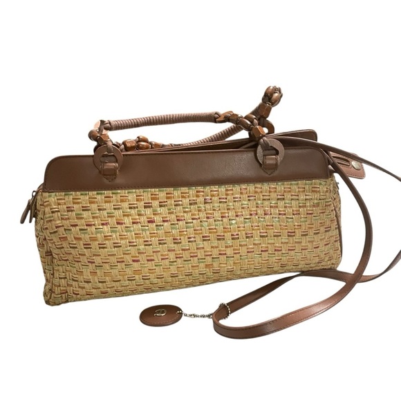 Vintage Etienne Aigner Woven Wood Brown Hand/Long Strap Boho Style Purse - Picture 7 of 14